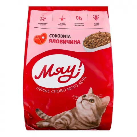 Корм д/котів Мяу! 300 г пак. Яловичина