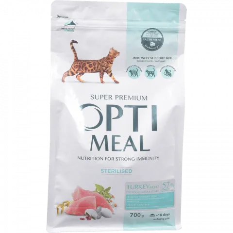 Корм д/котів стериліз. Оптіміл 700 г індичка та овес