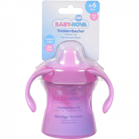 Чашка Baby-Nova 220 мл навчальна з ручками Рожева