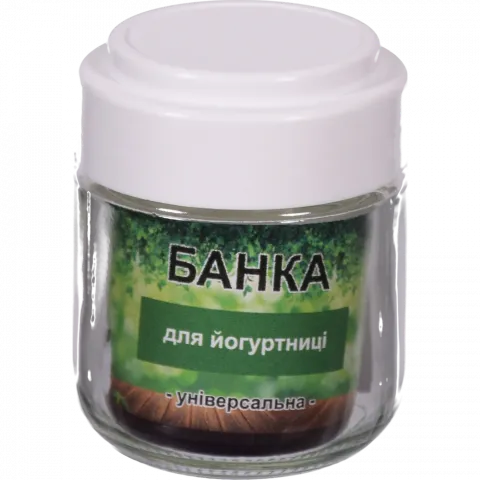 Банка скляна д/йогурту 200 мл з пласт. криш. 1201