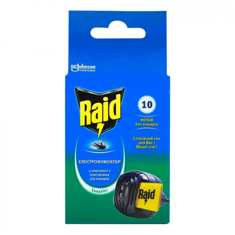 Електрофумігатор Raid з пластинами евкаліпт проти комарів