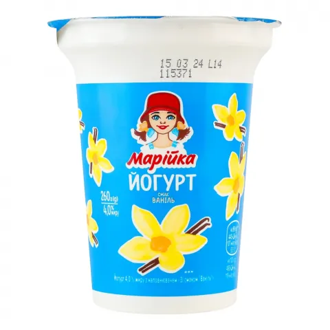 Йогурт десертний Марійка 4 260 г стак. Ваніль