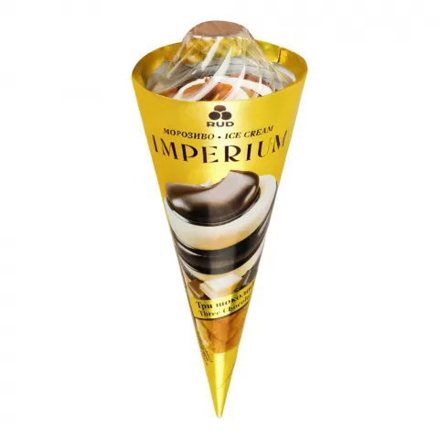 Морозиво Рудь 100 г ріжок Imperium Три шоколада