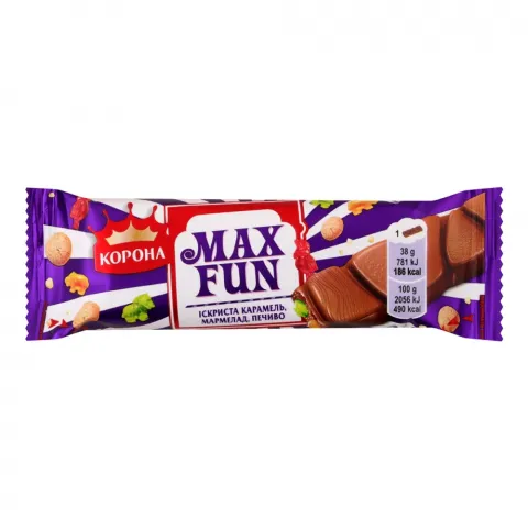 Шок Корона Max Fun 38 г мол. з мармеладом, печивом, карамеллю