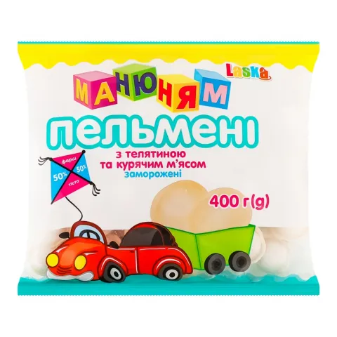 Пельмені Ласка 400 г Ма-ню-ням з м`ясом курки та телятиною