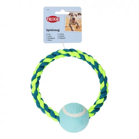Іграшка д/собак Trixie Кільце плетене 6х18 см з тенісним м`ячем