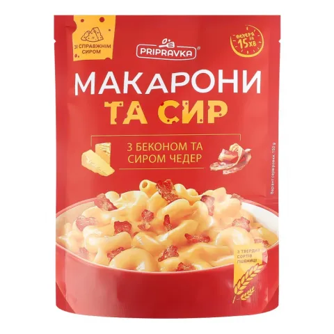 Макарони Приправка 150 г з беконом та сиром Чедер