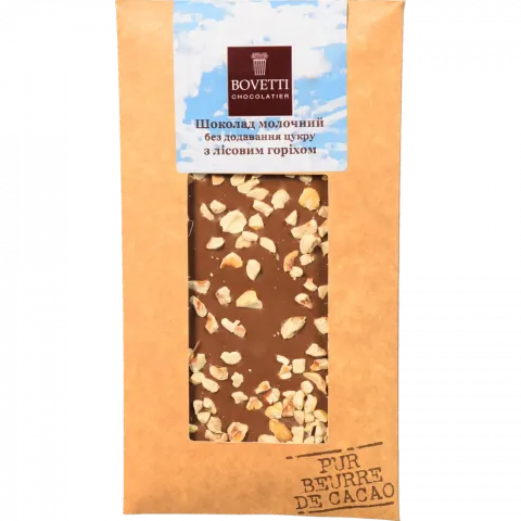 Шок Bovetti 100 г мол. б/цукру з лісовим горіхом