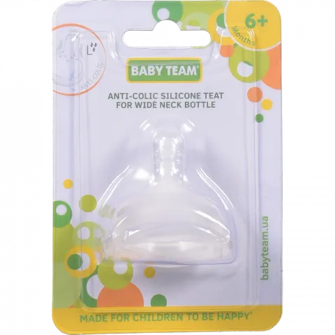 Соска Baby Team 1 шт. силікон. антиколікова д/бутилочки з широким горлом 2026