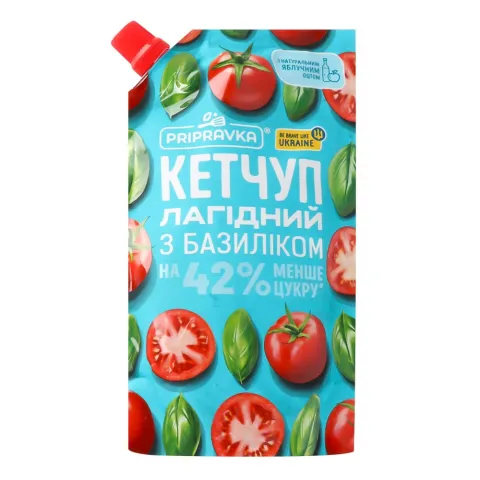 Кетчуп Pripravka 250 г д/пак. Лагідний з базиліком