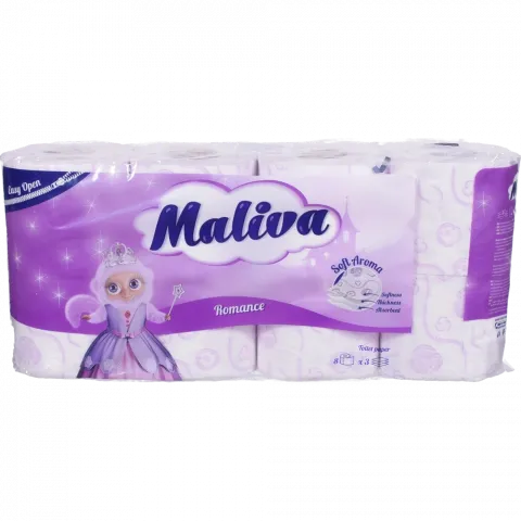 Туал. папір Maliva 8 рул. по 130 арк., 17 м, 3-х шар. Романс И944 (Болгарія)