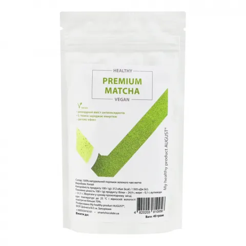 Матча My healthy product AUGUST 40 г Premium зелена