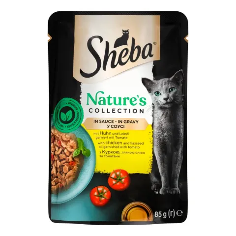Корм д/котів Шеба Nature`s Collection 85 г з куркою, ллянною оліє. та томатами