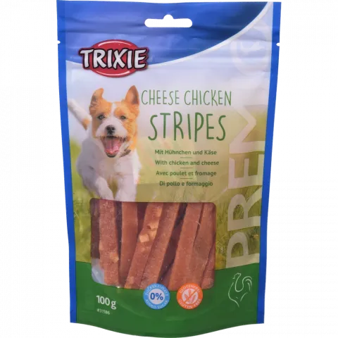 Ласощі д/собак Premio Chicken Cheese Stripes 100 г сир/курка 31586