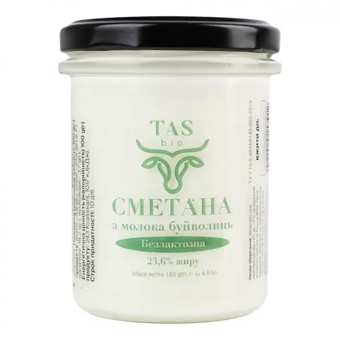 Сметана TASbio 23,6 180 г скл. з молока буйволиць б/лактозна