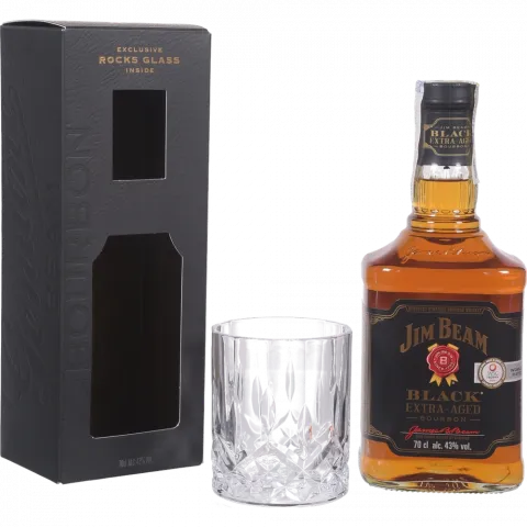 Віскі Jim Beam Black, 0,7 л + 1 склянка