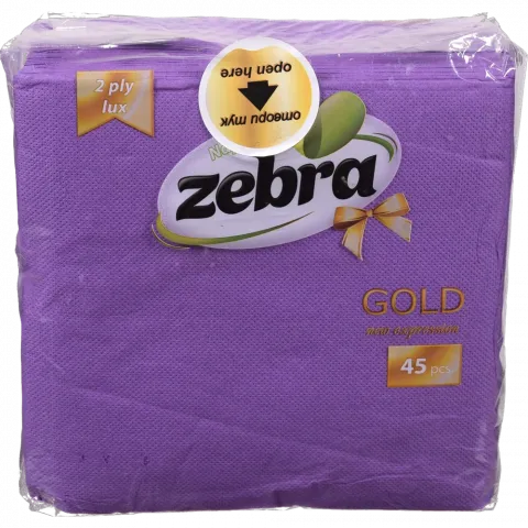 Серветки Zebra Gold двошарові 45/35 шт. фіолетові И159/798 (Болгарія)