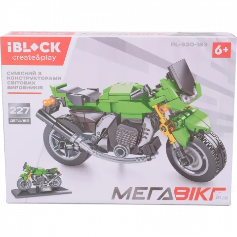 Іграшка Конструктор Iblock Megabike Мотоцикл 227 дет. PL-920-183