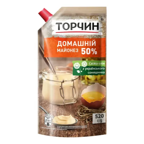 Майонез Торчин 520 г д/пак. Домашній
