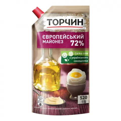 Майонез Торчин 520 г д/пак. Європейський