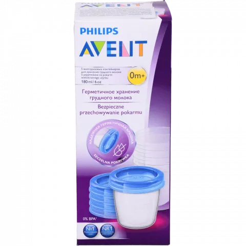 Контейнери д/зберігання грудного молока Avent 5 шт. 180 мл SCF619/05